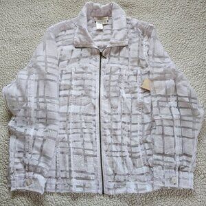 Coldwater Creek Womens White Windowpane Burnout Jacket 18 See Through